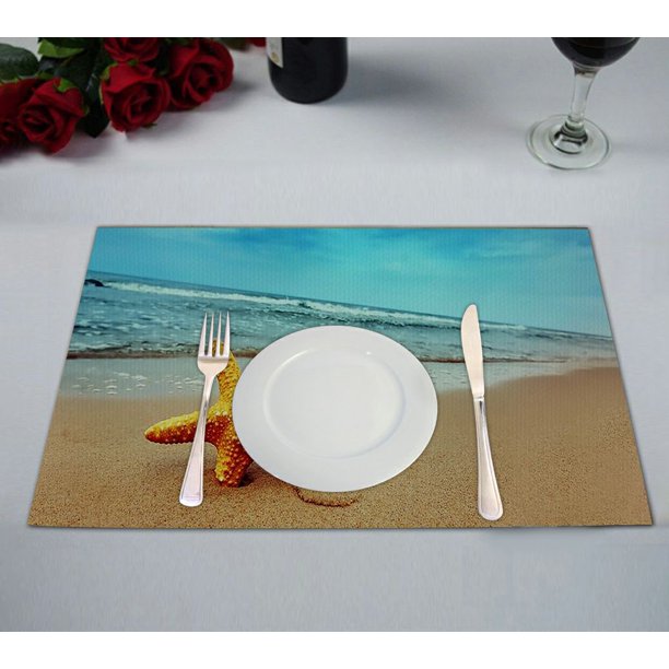 ZKGK Beach Theme Placemat Table Mat 12x18 inches,Set of 2