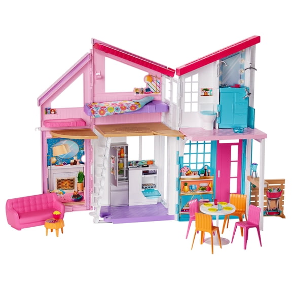 Barbie Malibu House Dollhouse Playset with 25  Furniture and Accessories [Walmart Exclusive]