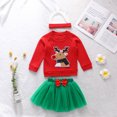 thumbnail image 3 of Xingqing 3 Pcs Jupe en Laine Verte pour Bébé Fille Motif Appliqué Rouge de Noël Col Rond, 3 of 10