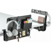 KDD Desk Side Storage, 6 in 1 Under Desk Organizer Set with Magnetic Pen Holder/Cable Hook/Headphone Hook/3 Pin Magnet & 2 Wire Clip, No-Drill Desk Laptop Holder Mount for Office & Home