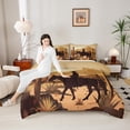 thumbnail image 4 of Feelyou Vintage Cowboy Cowgirl Full Size Comforter Sets, Rustic Horse Animal Bedding Comforter Set, Hippie Western Style Reversible Bedding Sets, Ultra Soft Bedroom Decor, 3-Piece, 4 of 8
