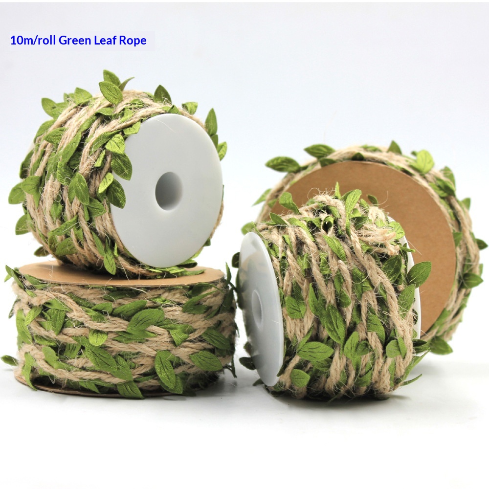 196 Ft Leaf Ribbon Twine for Crafts for Safari, Jungle, Fairy Party, Woodland Baby Shower, Enchanted Forest Decorations Vines Decor