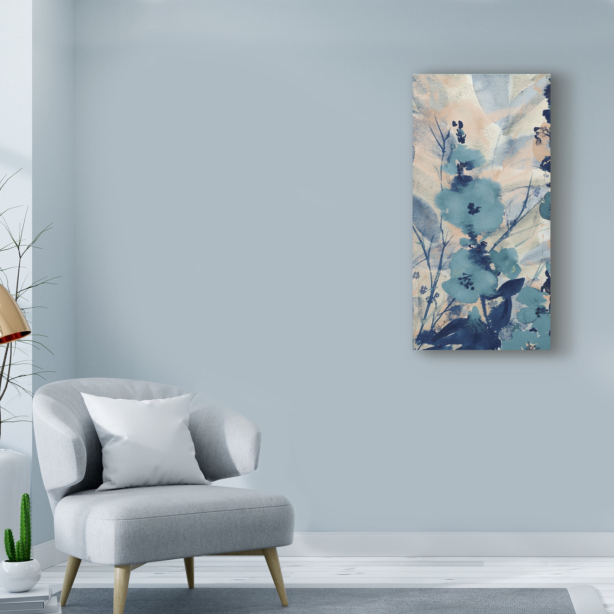 Trademark Fine Art 'Blue Floral Textile 2' Canvas Art by Marietta Cohen Art And Design