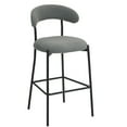 thumbnail image 3 of 26" Counter Height Stools Teddy Fabric Cover Kitchen Island Stool with Black Powder Coating Base and Footrest (Grey), 3 of 10