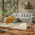 thumbnail image 7 of 111" Oversized Two-Piece Corduroy Couch Sectional, Large L-Shaped Cloud Couches for Living Room, Memory Foam Sofa with Chaise Daybed & 8 Pillows (Corduroy Grey, 111" W Left Facing Chaise), 7 of 7
