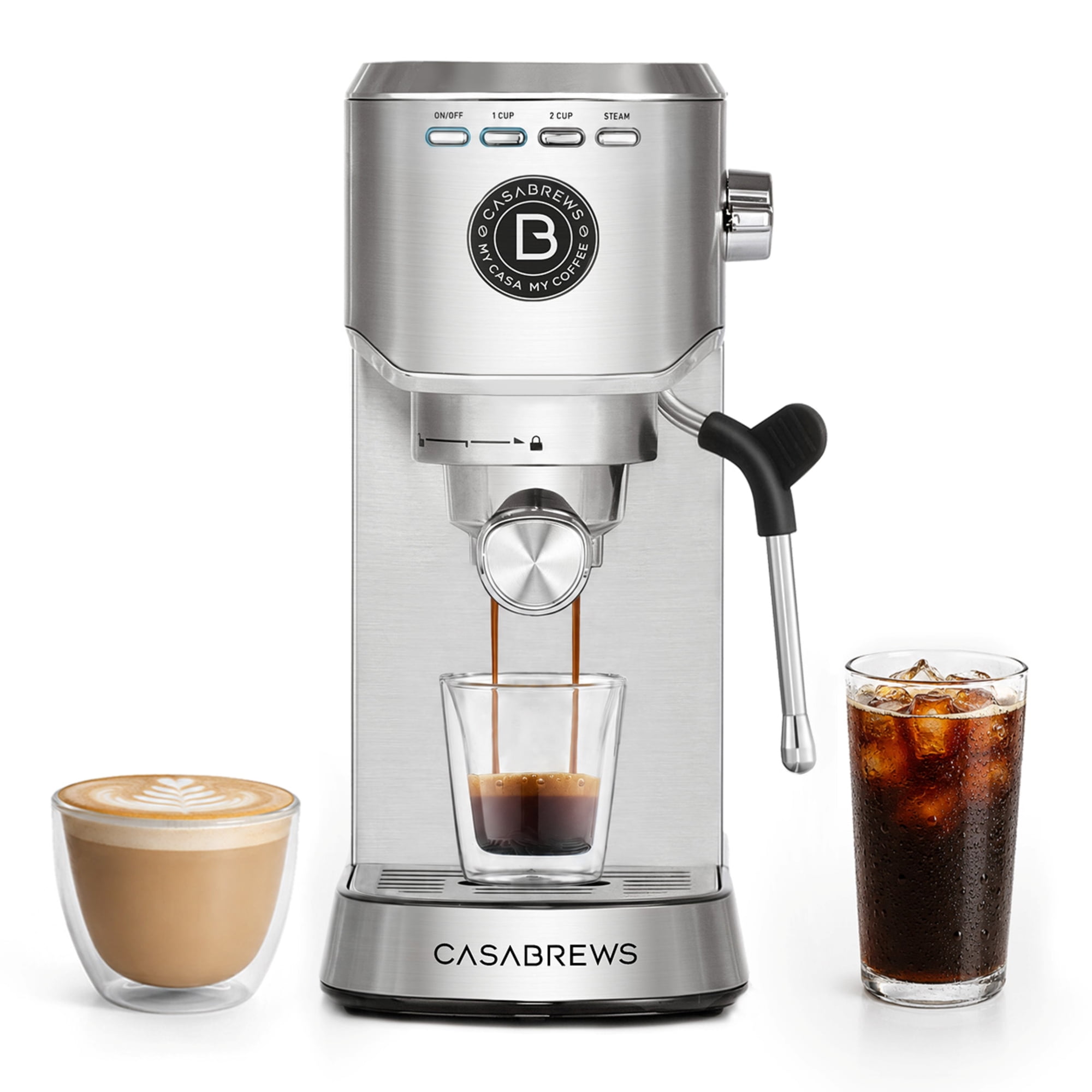 Casabrews 5418 Basic 20-Bar Espresso Machine with Steam Wand, Stainless Steel