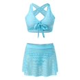 thumbnail image 4 of Womens Two Piece Swimsuits Tie Knotted Halter Bathing Suit with Swimdress, 4 of 7