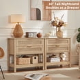 thumbnail image 5 of Leyaoyao 31.5" Wide Rattan Nightstand, Boho Bedside Table with Storage, Adult Tall End Table with Drawers for Bedroom, Living Room, Hallway, Natural, 5 of 8