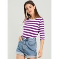 thumbnail image 3 of Disfraz de Día de San Patricio para mujer Mangas en el codo Top Cuello redondo Camiseta ajustada Camiseta estampada informal Púrpura XL, 3 of 6