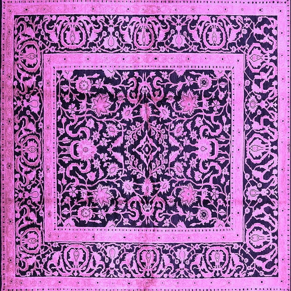 Ahgly Company Indoor Square Oriental Purple Traditional Area Rugs, 4' Square