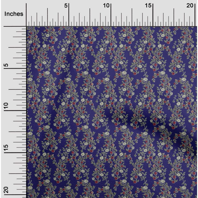 oneOone Cotton Silk Fabric Leaves & Floral Block Printed Craft Fabric BTY 42 Inch Wide