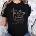 thumbnail image 1 of Playera Cristiana de Mujer "Caminando en Fe y Tropezando" - Diseño Divertido y de Fe - Algodón 100% - Ideal para Iglesia o Regalo, 1 of 7
