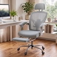 thumbnail image 5 of EDX Ergonomic High Back Office Chair with Reclining & Lumbar Support, Adjustable Headrest, Footrest, Padded Arms, Gray, 5 of 9