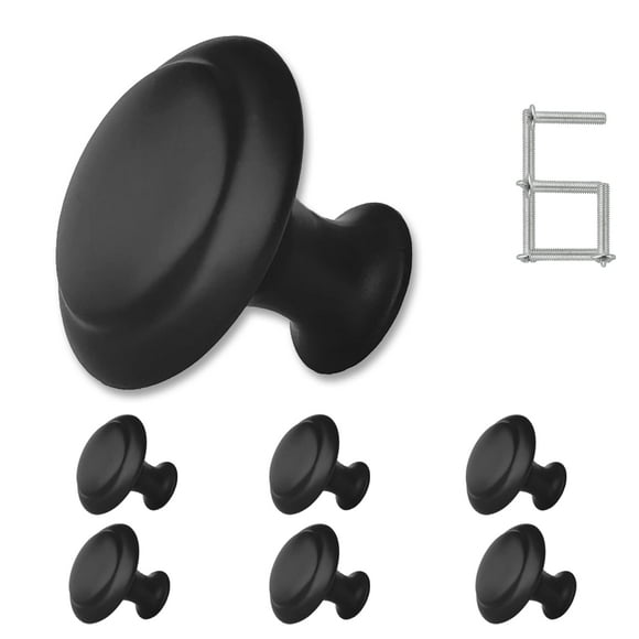 ZONBANG 6PCS Cabinet Dresser Drawer Knobs, Black Kitchen Cabinet Knobs, 1.2"" Knobs for Cabinets and Drawers Dresser, Modern Draw Pulls and Knobs