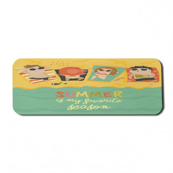 Saying Computer Mouse Pad, Summer is My Season Lettering Sunbathing Children Beach Funny Holiday Doodle, Rectangle Non-Slip Rubber Mousepad Large, 31" x 12" Gaming Size, Multicolor, by Ambesonne