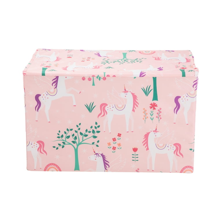 Your Zone Unicorn Pattern Kids Collapsible Toy Storage Trunk 24x14