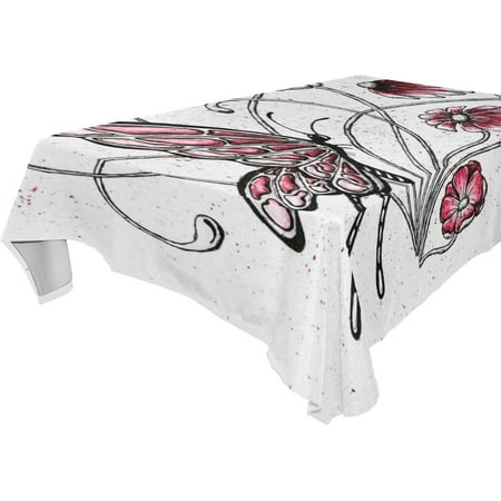

POPCreation Wine Red Butterfly Tablecloth 52x70 inches