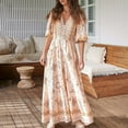 thumbnail image 2 of ibuvkizy Women Plus Size Dress,Womens Fashion Summer Dress,Bohemian Printed Long Dress V-neck Button Up Dress Short Sleeved V-neck Ankle Dress,Maxi Dress,Sun Dresses Maxi Dresses for Women 2025, 2 of 6