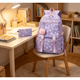 thumbnail image 5 of 3 Pcs Star Prints Backpack Set, Large‑Capacity Laptop Backpack, Multi‑Pocket Anti‑Theft Bookbag For Students School & Weekend Trips (Purple), 5 of 5