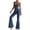 Blue, variant on Women's Leopard Print Stretch Seamless Yoga Jumpsuits Smooth Soft Comfort Sleeveless Bell-Bottoms Summer Workout Jumpsuit Lightweight Breathable for Casual Wear Black S