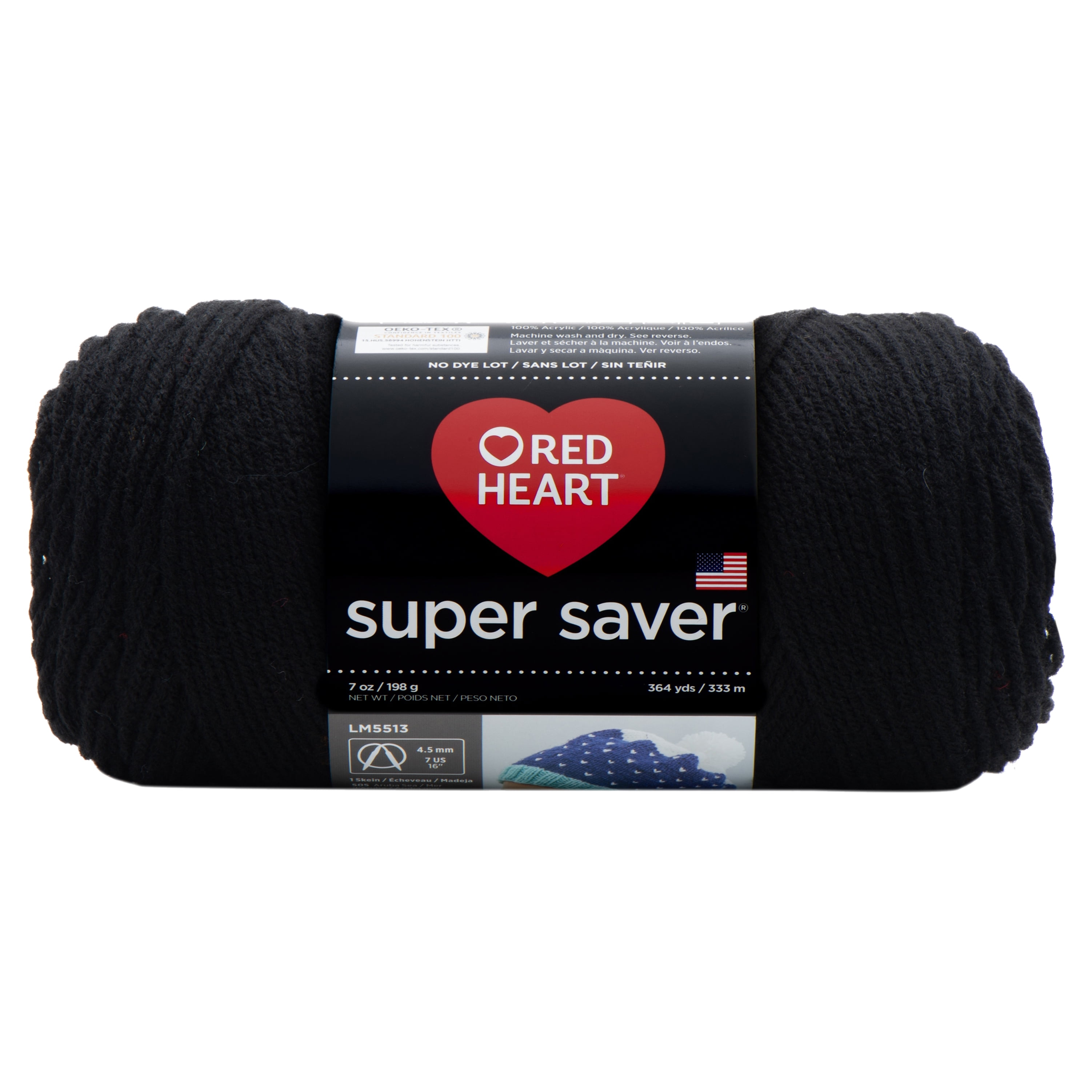 Red Heart Super Saver Black Yarn - 3 Pack of 198g/7oz - Acrylic - 4 Medium (Worsted) - 364 Yards - Knitting/Crochet