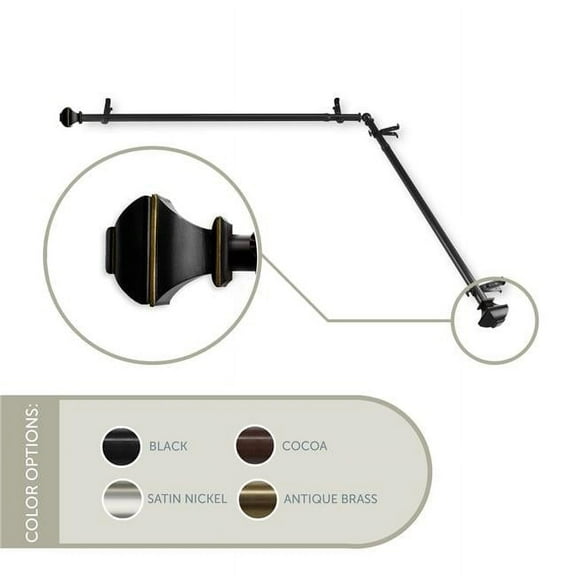 Vicky Corner Window Curtain Rod 13/16 inch dia. 28-48" - Black