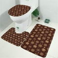 thumbnail image 2 of Brown Christmas Snowflake Pattern Bathroom Rugs Sets 3 Piece,Toilet Cover Set,Absorbent Non Slip Bathroom Mats Sets with U-Shaped Contour Rug Toilet Rug Set, 2 of 5