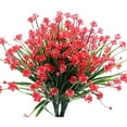thumbnail image 1 of 8 Racimos de flores artificiales para exteriores - Arbustos verdes para decorar jardín y porche, 7 tallos cada uno, sin riego ni mantenimiento, 1 of 1