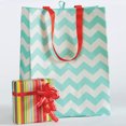 thumbnail image 2 of CC Home Furnishings Set of 3 Blue and White Chevron Patterned Reusable Shopping Bags 15", 2 of 5