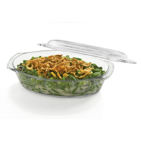 - Libbey Baker's Basics Glass Oval Casserole Baking Dish with Cover, 1.6-quart