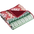 thumbnail image 3 of Greenland Home Fashions Fair Isle Holiday Red Velvet Reversible Throw Quilt, 50" x 60", 3 of 5