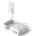 thumbnail image 1 of ZJQYDS Barre d'Alimentation Parasurtenseur, Cordon d'Extension de 10 Pi avec 8 Prises et Ports 4 USB (2 USB 2 C), Barre d'Alimentation à Prise Plate Montable, Protection contre les Surtensions pour la Maison, le Bureau, le Dortoir, 1 of 9