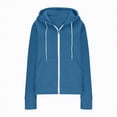 thumbnail image 4 of Godom Women's Drawstring Zip Up Cute Hoodies Fall Jacket Oversized Casual Solid Color Sweatshirts with Pocket, 4 of 5