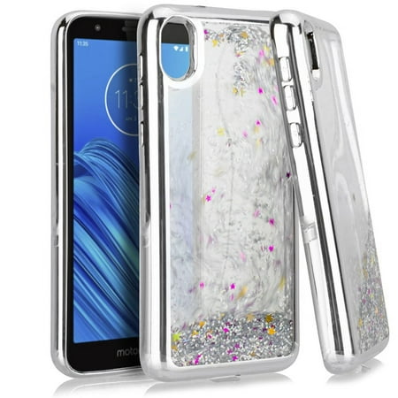 GSA Chrome Liquid Glitter Case for Motorola Moto E6 - Silver Chrome