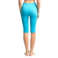 thumbnail image 3 of Solid Knee Length Short Spandex Yoga Leggings 3 Pack (Black, Aqua, White), 3 of 6