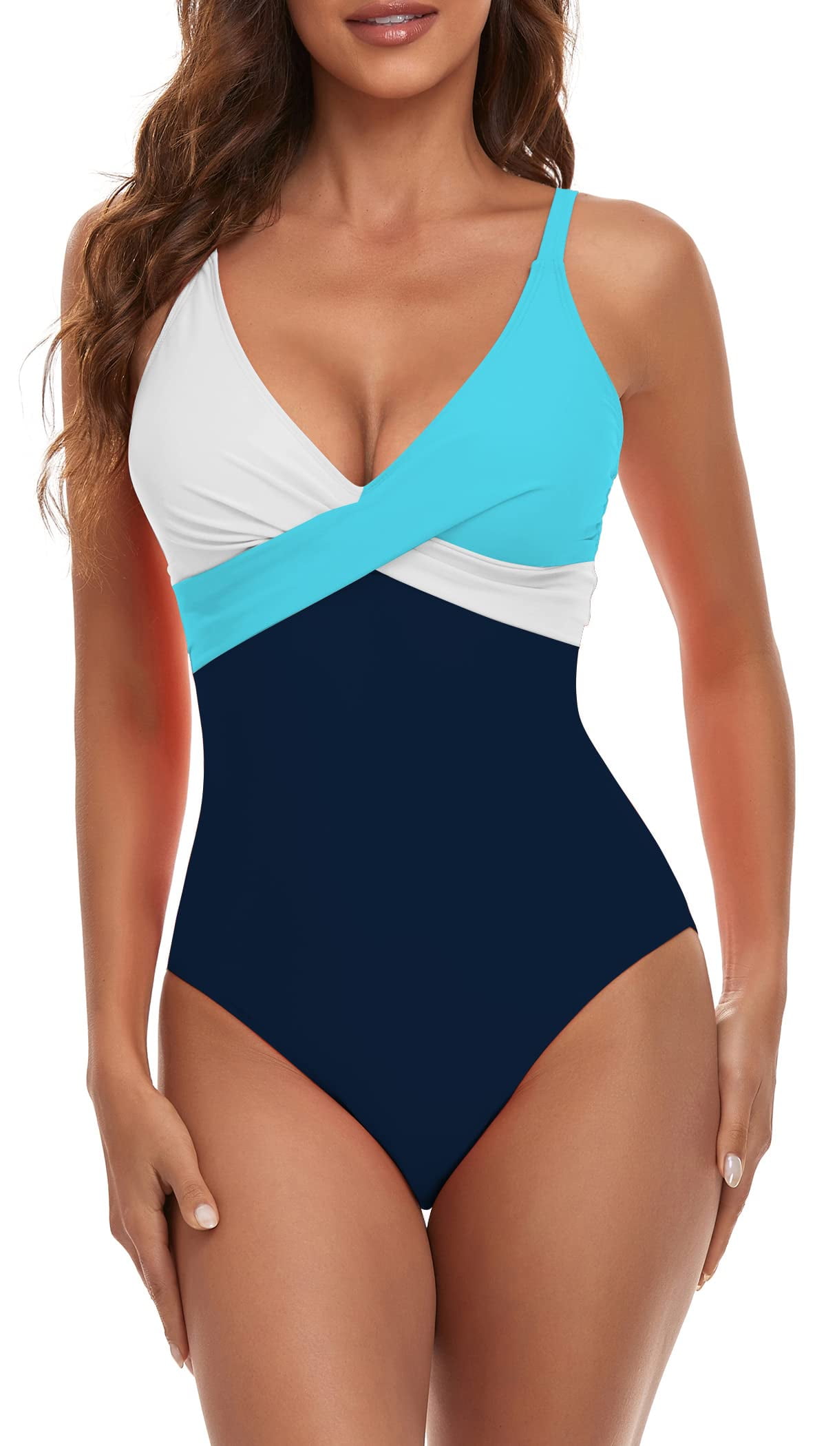 Women's One Piece Swimsuits Tummy Control Front Cross Bathing