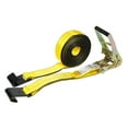 thumbnail image 1 of Ratchet Tie-Down Straps with Flat Hooks, 2" x 27' Ratchet Straps Yellow | 10,000 Lbs Breaking Strength | TieDown Ratchet Straps for flatbed, Truck, Trailers Pickup, 1 of 7