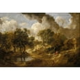 thumbnail image 2 of Thomas Gainsborough 14x11 Black Ornate Wood Framed Double Matted Museum Art Print Titled: Landscape in Suffolk, 2 of 5