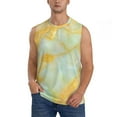 thumbnail image 2 of Fotbe Men's Yellow With Teal Marble Print Men's Sleeveless Muscle Tank Tops Casual T-Shirts for Gym Workout Beach-3X-Large, 2 of 8