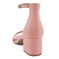 thumbnail image 3 of Cityclassified Shoes Women Low Chunky Block Heel Sandals Open Toe Ankle Strap WEEKEND-S Light Pink Coral Nubuck Suede 7.5, 3 of 5