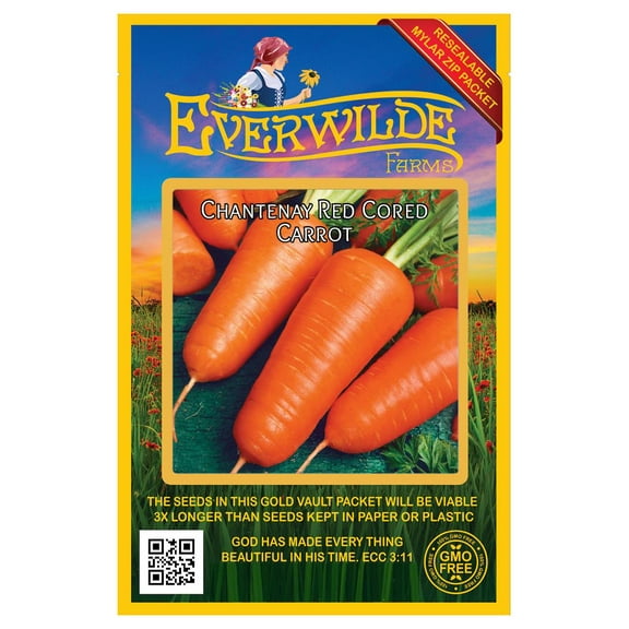Everwilde Farms - 2000 Chantenay Red Cored Carrot Seeds - Gold Vault Jumbo Bulk Seed Packet