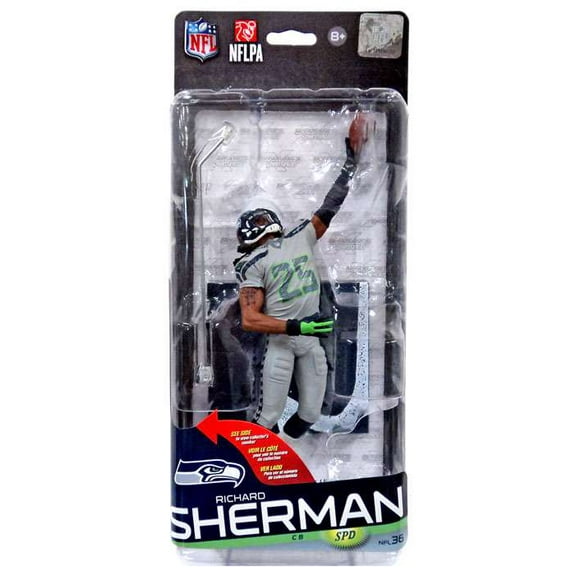 Richard Sherman Action Figure Gray Uniform Sports Picks Series 36 NFL