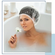 Disposable Shower Caps Large, 150Pcs MoHern Plastic Shower Cap for Women & Men Waterproof Bath, Hotels, Travel, Hair Dye, SPA, Home