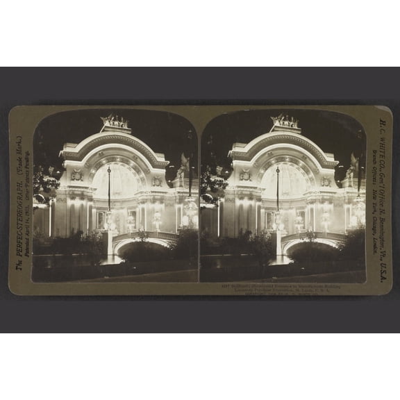 Print: Brilliantly Illuminated Entrance To Manufacturers Building
