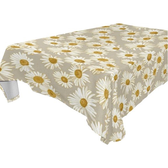 SKYSONIC Daisy Flower Tablecloth Waterproof Washable Polyester Square Table Cover Durable Tablecloth for Kitchen Dining Table Party Decor (60 X 60 Inch)