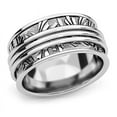 thumbnail image 6 of Stainless Steel Flower Pattern Wide Style Rotating Spinner Anxiety Pressure Rlief Band Ring, 6 of 9