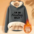 thumbnail image 2 of Lindreshi Hoodies for Women's Winter Warm Plush Printed Fashion Long Sleeve Tops Hooded Sweatshirt, 2 of 3