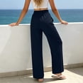thumbnail image 5 of Lmueinov Wide Leg Pants for Woman Elastic High Waisted Straight Leg Trousers with Pockets Solid Color Loose Fit Breathable Long Pants for All-Season, 5 of 8