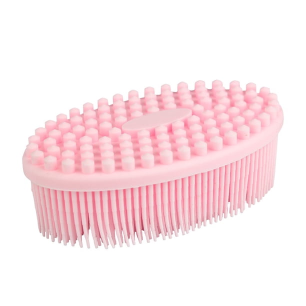 Exfoliante de silicona para el cuerpo, cepillo de baño de silicona, piel brillante, esponja de ducha de silicona para una exfoliación suave y duradera (rosa)