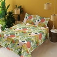 thumbnail image 2 of Ambesonne Exotics Vibe Fitted & Flat Sheet with Shams 4 Pcs Set, Dreamy Leafy Pattern, Calking, Fern Green Vermilion Grey, 2 of 5
